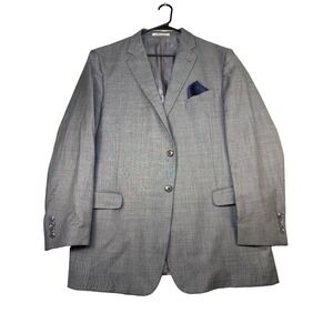 Joseph Abboud Mens 46L Gray 100% Wool Blazer Sport Coat Two Button Jacket Bember